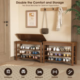 IUNVR Shoe Rack Bench Seat Rubberwood 3-Tier Wooden Storage Bench 550lbs Compact Mid-Century Modern Design for Entryway, Hallway, Closet, Front Door Entrance, Foyer IUNVR