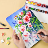 Lightwish Watercolor Journal, 100% Cotton Cold Press Watercolor Paper,140lb/300gsm Acid-Free, 24 Sheets 5.12x7.48” Sketchbook for Adults, Students LIGHTWISH