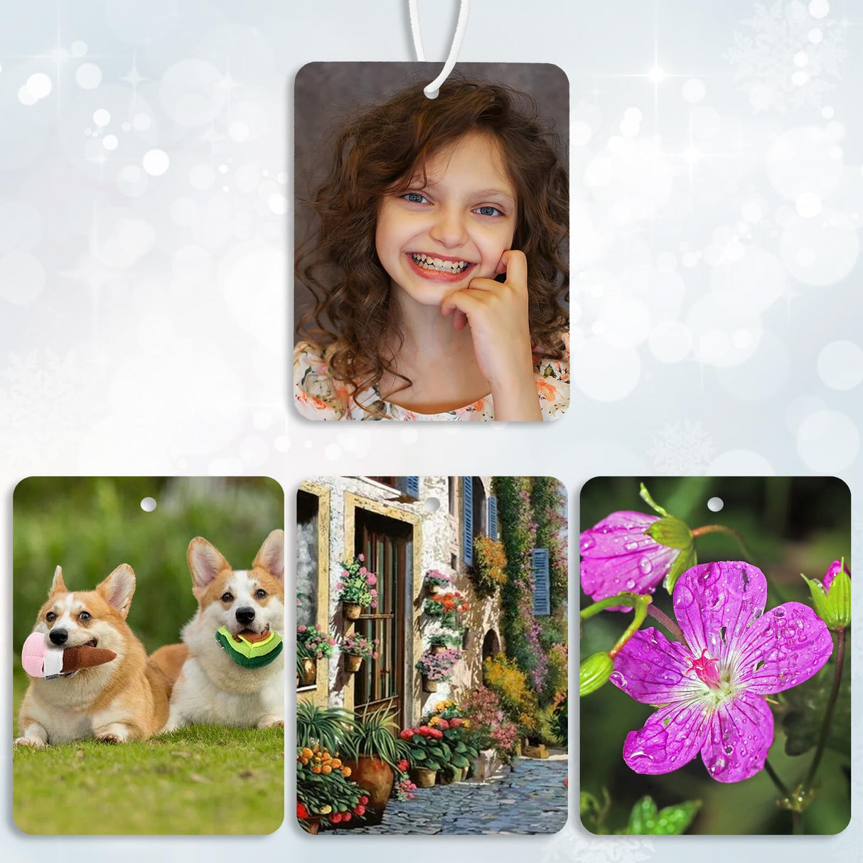 90Pcs Sublimation Ornament Blanks Bulk Sublimation Car Air Freshener Blanks DIY Scented Car Freshener Hanging Sheets with 90pcs Bag and String for Home Car Interior Decoration(White) DIVINA VITAE