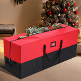 Wesnoy Large Heavy Duty Christmas Tree Storage Bag Waterproof Christmas Tree Storage Box with Handles Xmas Bin for Holiday Disassembled(Red, Black,7.5 ft) Wesnoy