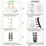 Mkono Sunglasses Organizer Glasses Holder Stand Sunglass Storage Eyeglasses Rack Metal Frame with Wood Base for 5 Pairs of Eyewear Display for Table Desk Countertop Dresser Bedroom, Set of 1, Gold Mkono