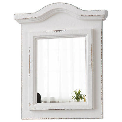 Sintosin Rustic Small Wall Mirrors Decorative 10 X 12 Inch, Hanging Distressed White Wood Frame Arched Entryway Mirror, Unique Rectangle Wall Mirror for Wall Decor Hallway Bedroom Living Room - WoodArtSupply