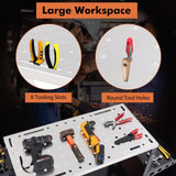 Toolsempire Welding Table, 1200 lbs Load Capacity Welding Workbench Table with Tool Rack & Tray, 5/8” Fixture Holes, Bottom Shelf, Portable Welding Cart with 4 Lockable Wheels for Welding, Sawing Toolsempire