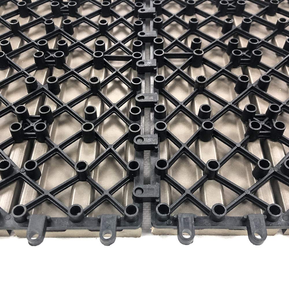 RevTime Easy DIY Wood-Plastic Deck Tiles 12" x 12" x 3/4”, Outdoor Garden, Interlocking Outdoor Deck Floor, Patio Area, Patio Paver, Gray (9 pcs in a Pack) RevTime