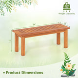 Tangkula Outdoor Backless Bench, Solid Wood Patio Bench w/Slatted Seat, 2-Person Rustic Wooden Entryway Bench for Front Porch Garden Balcony Park Indoor, Weatherproof, 34”, Load up to 330 LBS (1) Tangkula