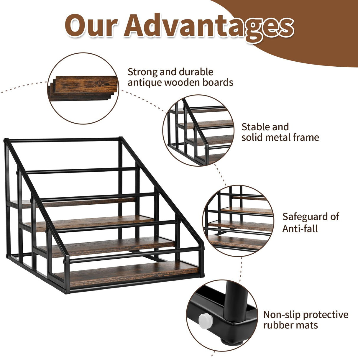 Coffee Syrup Organizer Rack, Liquor Bottle Display Shelf, Spice Racks, 4-Tier 16 Syrup Bottles Holder Stand for Coffee Bar Kitchen Small Wine Rack for Bar Family Storage for Syrup Wine Dressing YQBRAO