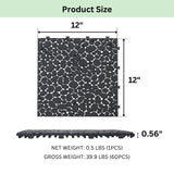 60 Pcs Floor Tiles, Pebble Pattern Plastic Interlocking Deck Tiles, 12" x 12" Patio Tile Outdoor Interlocking All Weather, Outdoor Waterproof Flooring for Bathroom Shower, Balcony, Porch, Black cloblane