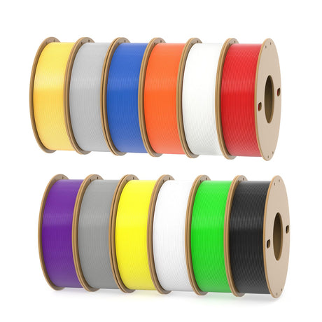 dikale PLA+ 3D Printer Filament 1.75mm No Tangle, Net Weight 250g Spool, 12 Packs, PLA Pro Plus, 12 Assorted Multiple Colors, Total 3KG Material dikale