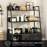 Recaceik Cat Litter Box Enclosure with Shelf Storage, Hidden Cat Washroom Furniture, Large Wood Cat Litter Box Furniture Hidden with Storage and Scratch, Fit Most of Litter Box, Black Recaceik