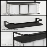 WOPITUES Floating Shelves with Wire Storage Basket, Bathroom Shelves Over Toilet with Protective Metal Guardrail, Wood Wall Shelves for Bathroom, Bedroom, Living Room, Toilet Paper-Black WOPITUES