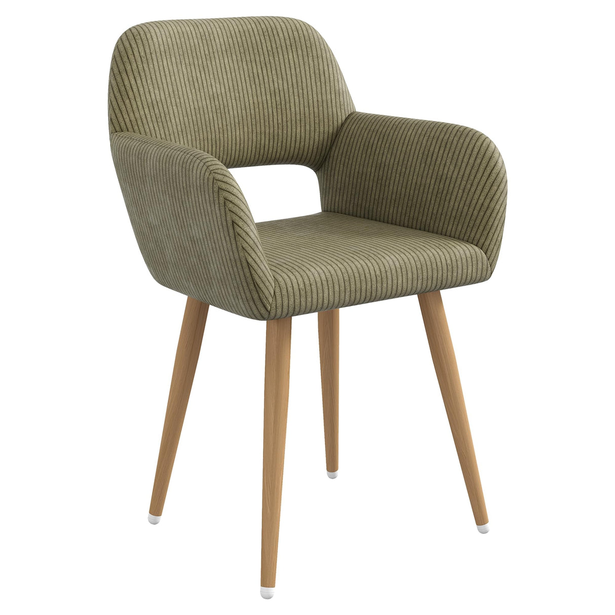 GOOLON Home Office Desk Chair Set of 1, Corduroy Fabric Vanity Chair for Makeup with Hollow Backrest, Comfy Armchair Wood Frame with Strudy Metal Legs, Dark Green GOOLON