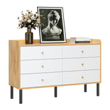 LYNSOM Dresser for Bedroom, 6 Drawer Natural Wood Dresser with Wide Drawer and Metal Handles, Modern Dressers & Chests of Drawers for Hallway Entryway LYNSOM