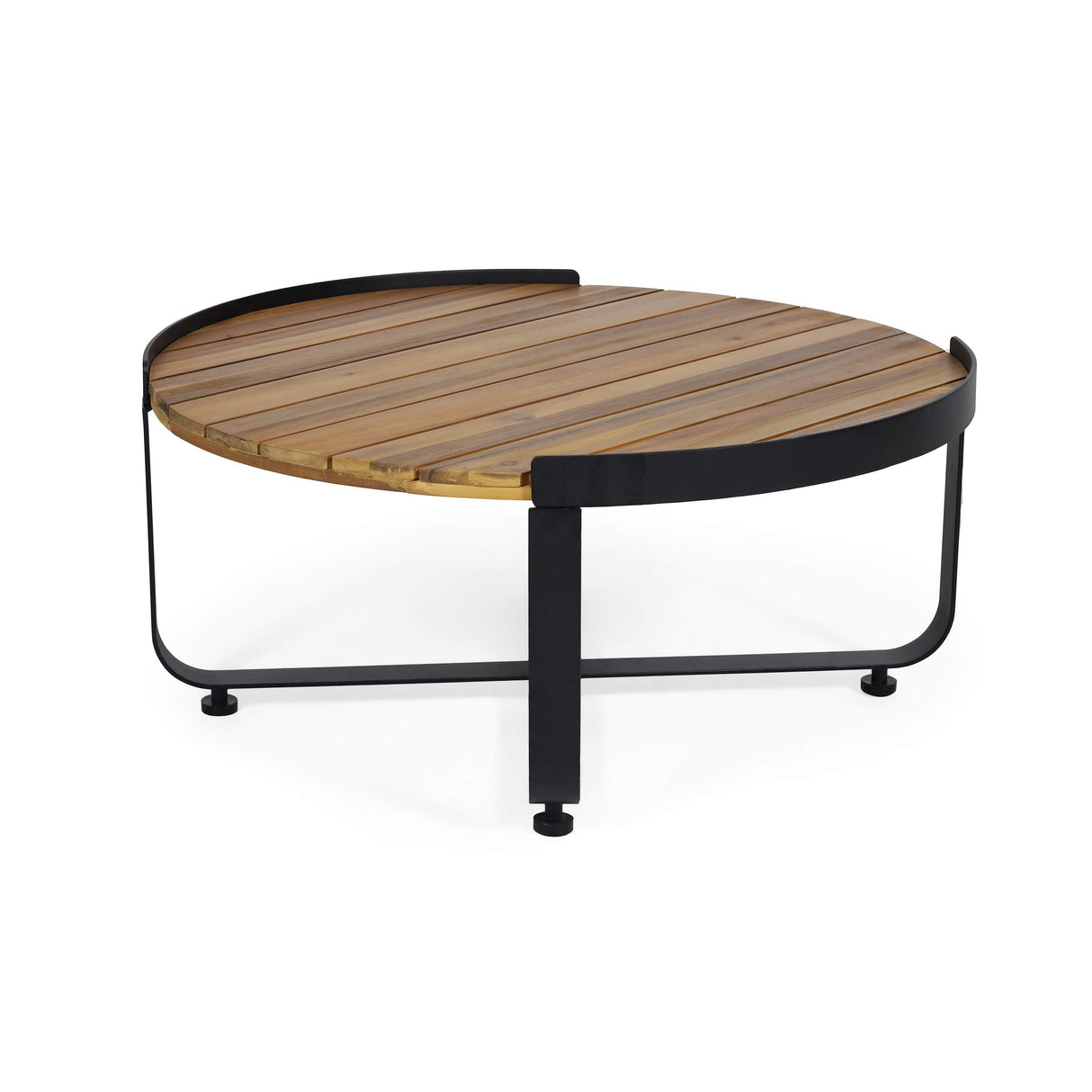 Christopher Knight Home Tracy Outdoor Modern Industrial Acacia Wood Coffee Table, Teak Finish, Black Christopher Knight Home