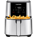 Chefman TurboFry Touch Air Fryer, Large 5-Quart Family Size, One Touch Digital Control Presets, French Fries, Chicken, Meat, Fish, Nonstick Dishwasher-Safe Parts, Automatic Shutoff, Stainless Steel Chefman