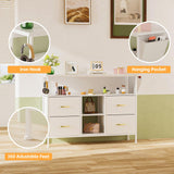 YILQQPER Dresser TV Stand with Power Outlet for 50'' TV, White TV Stand with LED, Storage Cabinet TV Stand, Entertainment Center with 4 Deep Drawers, Wide Chest of Drawer for Storage in Bedroom YILQQPER