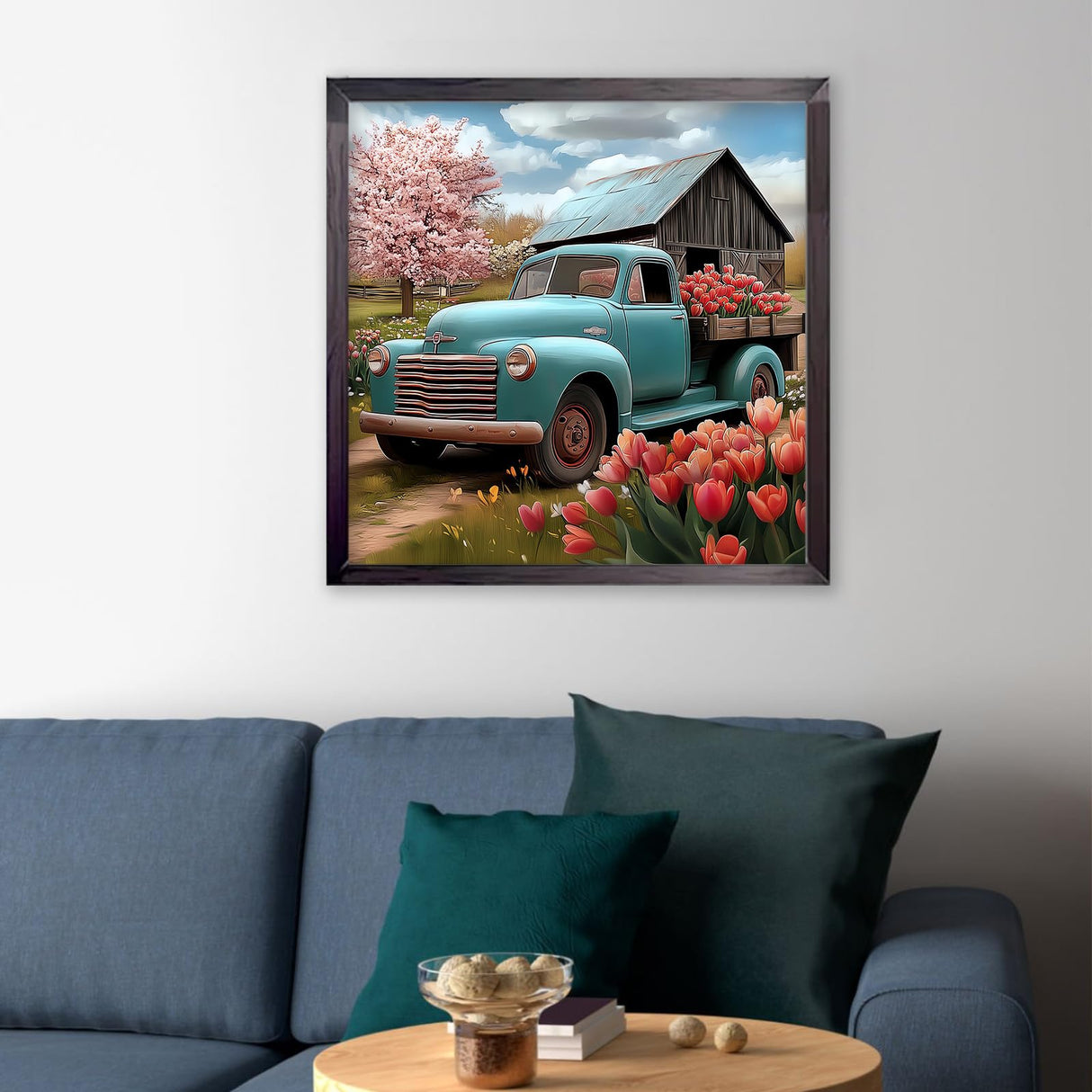 CEOVR Truck Diamond Painting Kits, Truck Flower Diamond Art Dots for Adults 5D Full Drill DIY Gem Art for Beginner, Adult Crafts Kits Arts and Crafts Wall Decor for Home Office 12x12in CEOVR