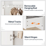 HOOBRO Armoire Wardrobe Closet with 2 Drawers, 70.9" Tall Wardrobe Cabinet with Hanging Rod, 2 Doors Bedroom Armoires, Farmhouse Clothing Storage Cabinet, Wooden Armoire for Bedroom, White HOOBRO