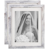 TOFOREVO Picture Frames 8x10 Set of 2 Distressed White Wood Grain Photo Frame for Gallery Wall Mounting or Tabletop Display TOFOREVO