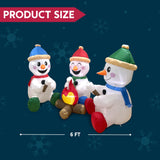 Joiedomi 6 FT Long Christmas Inflatable Snowman with Campfire, 3 Pack Small Snowman with Built-in LEDs Christmas Blow Up Yard Decoration with Light for Xmas Party Outdoor, Garden, Lawn Winter Decor Joiedomi
