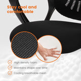 Sweetcrispy Office Computer Desk Managerial Executive Chair, Ergonomic Mid-Back Mesh Rolling Work Swivel Chairs with Wheels, Comfortable Lumbar Support, Comfy Arms for Home,Bedroom,Study,Student,Black Sweetcrispy