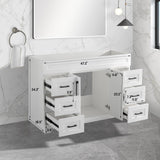 BUPWHEK 48” Bathroom Vanity Cabinet Without Sink, Modern White Bathroom Storage Cabinet with 2 Doors and 6 Drawers BUPWHEK