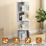 Anwick White Rotating Bookshelf Tower- 4 Tier Spinning Book Shelf for Small Space, 360 Display Circle Floor Standing Bookshelf for Kids & Adults Anwick