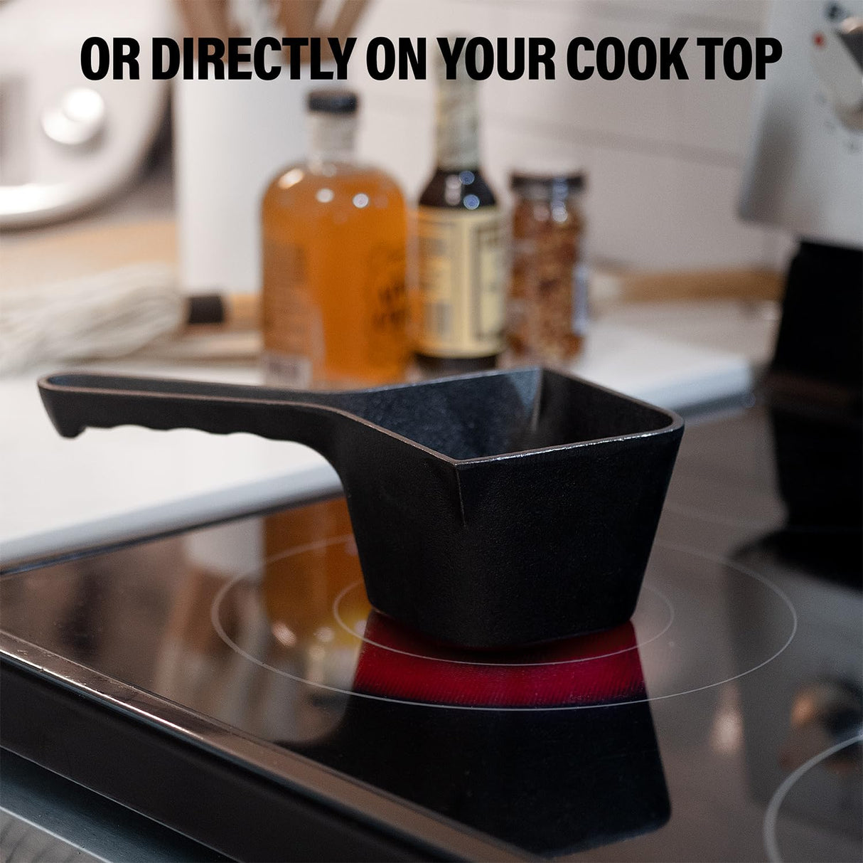 Cast Iron Sauce Pot with BBQ Mop Brush – Small Cast Iron Basting Pot & Mop Brush for Grilling, Smoking, and Saucing – BBQ Mop Brushes for Sauce, 24 Oz Shop Square