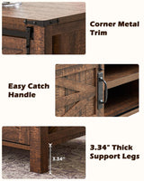 OKD 48" Farmhouse Lift Top Coffee Table with Sliding Barn Door,Rustic Center Table with Hidden Storage Compartment,Lifting Tabletop and Adjustable Shelf for Living Room,Office,Reclaimed Barnwood OKD