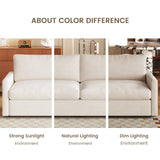 QEZEOM Small Loveseat Sofa, 70.07" Modern Upholstered Couch for Small Spaces, Comfy 2-Seater Sofa with Soft Polyester Velvet, Breathable & Easy to Clean, Cream White QEZEOM