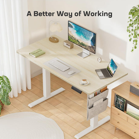 Marsail 48x24 Electric Standing Desk - Adjustable Height Computer Desk with Memory Presets, Storage Bag & Cable Management for Home Office & Gaming Workstations Marsail
