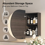 Mepplzian Oval Medicine Cabinet with Mirror for Bathroom,Bathroom Medicine Cabinet,Oval Mirror Cabinet Wall Mounted with 3 Storage,2 Doors,Black Mepplzian