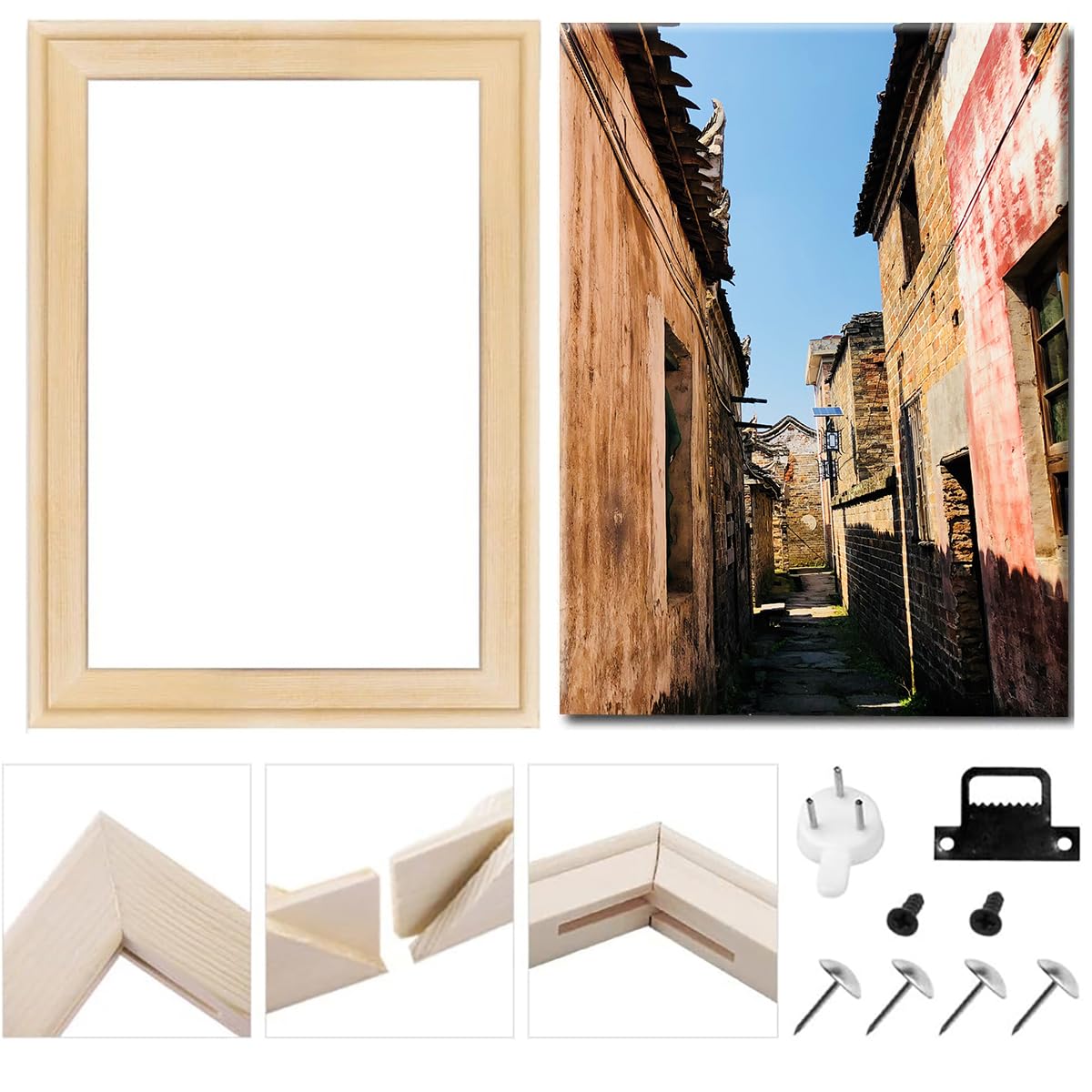 ECYC 20x30cm Wood Canvas Frames Kit, Removable Wooden Canvas Frames DIY Wood Canvas Stretcher Bars Kits for Prints, Oil Paintings, Digital Paintings and Posters ECYC