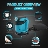 Random Orbit Sander for Makita 18V Battery, 5-Inch 14000RPM Cordless Electric Orbital Sander with 3 Various Speeds, Palm Sander with 3 Pcs Sandpapers & Dust Bag, Perfect for Woodworking(Tool Only) vokoroad