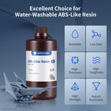 ANYCUBIC Water Washable ABS-Like 3D Printer Resin, High Toughness and Durability, High Precision and Easy to Post-Process, Low Odor, Wide Compatibility (Grey+Grey, 2kg) ANYCUBIC