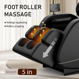 Luxury Zero Gravity Full-Body Massage Chair with Heating, Bluetooth Audio, and Foot Rollers - Home Relaxation Recliner (Graphite Black) GOLINYOUBIZ
