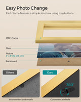 SONGMICS 4x6 Collage Picture Frames, Family Photo Collage Frame Set of 4 for Wall Decor, Glass Front, Wall Hanging or Tabletop, Pale Gold SONGMICS