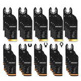 AMZWEI 50PCS Multi Tool Blade Kits, Professional Titanium Oscillating Tool Blades for Metal, Wood, Plastic, Curved Edge Oscillating Saw Blades Compatible with Dewalt Milwaukee Ryobi Rockwell Fein AMZWEI