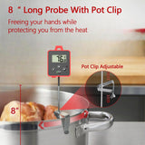 Timloon Waterproof Digital Candy Thermometer for Candy Making, Instant Read Cooking Thermometer with Pot Clip, Backlight LCD, 8" Long Probe, Temperature Alarm, ℃/℉ Switch for Kitchen, Outdoor BBQ Timloon