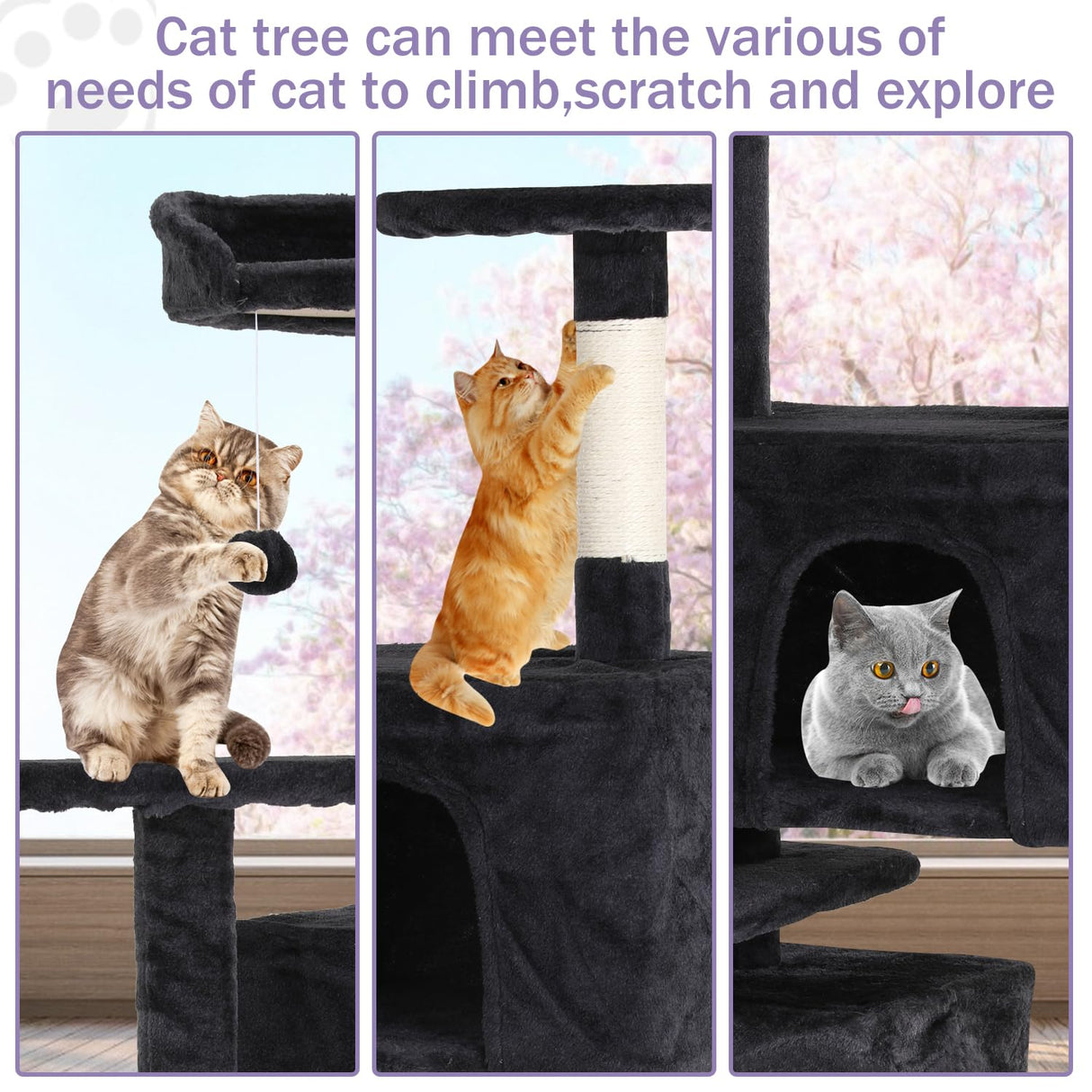 Cat Tree 70 Inches Cat Tower for Indoor Cats Multi-Level Cat Condo with Litter Box Enclosure,Scratching Posts for Indoor Cats (Dark Gray) XXkseh