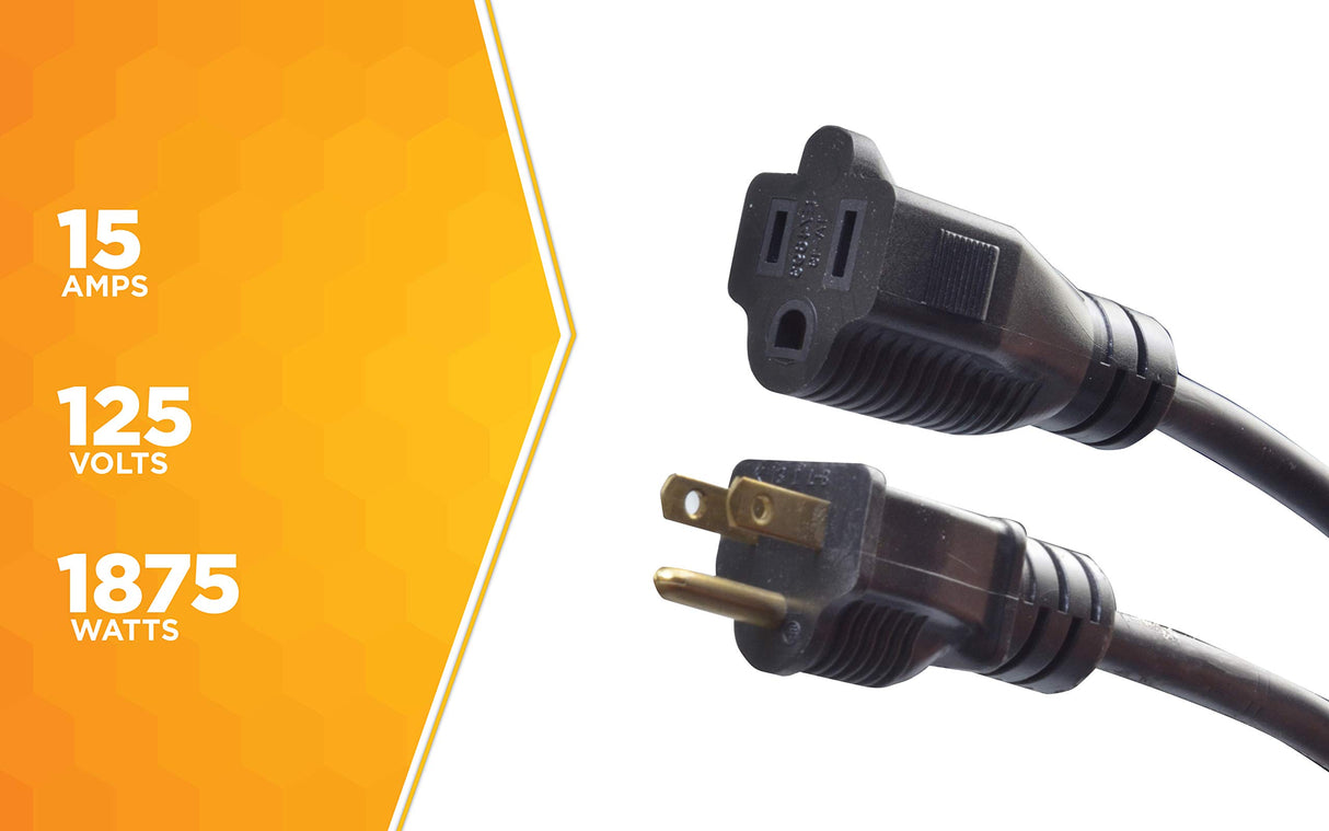 Woods 982452 50-Foot SJTOW Agricultural Outdoor Heavy Duty All- Weather Extension Cord, Oil Resistant Vinyl Jacket, Versatile Use, Powerful 15 Amps, 125 Volts, 1,875 Watt Extension Cord, Black Woods