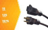 Woods 982452 50-Foot SJTOW Agricultural Outdoor Heavy Duty All- Weather Extension Cord, Oil Resistant Vinyl Jacket, Versatile Use, Powerful 15 Amps, 125 Volts, 1,875 Watt Extension Cord, Black Woods
