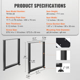 VEVOR 28 Inch Adjustable Furniture Legs, Square Reinforced Steel Office Table Legs Set of 2 for DIY, Max Load 1000 lbs Heavy Duty Desk Legs, Quick Instalation & Rich Accessories Legs Black VEVOR