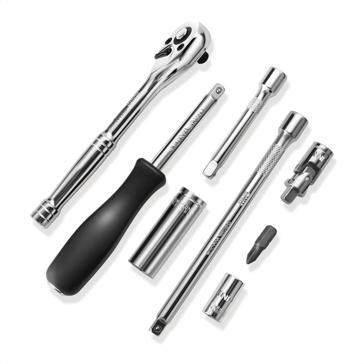 DNA MOTORING TOOLS-00144 72-Piece 1/4" Drive Socket Set with Ratchets, Adapters, Extensions - 4mm -14mm, 5/32 Inch- 9/16 Inch, Cr-V DNA MOTORING