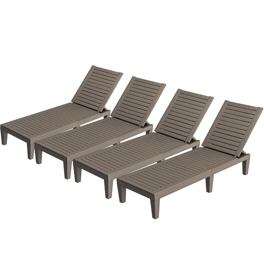 YITAHOME Outdoor Chaise Lounge Chairs Set of 4 with Adjustable Backrest, Sturdy Loungers for Patio & Poolside, Easy Assembly & Waterproof & Lightweight with 265lbs Weight Capacity, Taupe - WoodArtSupply