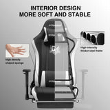 GTRACING Gaming Chair with Footrest, Fabric Breathable Big and Tall Ergonomic Computer Chair 350 lbs with Adjustable Lumbar Support and Recliner, High Back Game Chair for Office Gaming, Black GTRACING