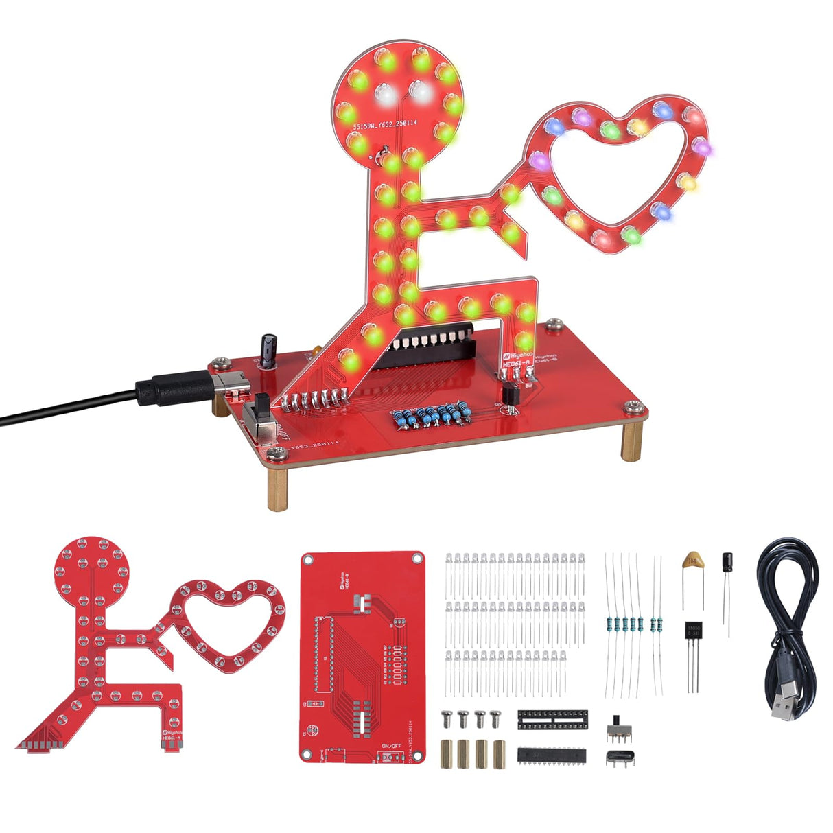 Soldering Learning Kit, ICSTATION Give You My Heart LED Soldering Project Love Proposal RGB LED Light Soldering Practice Kit for Beginners Diyers Student Education and Perfect Present for Father's Day IS