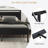 SHA CERLIN 14 Inch King Size Metal Platform Bed Frame with Wooden Headboard and Footboard, Mattress Foundation, No Box Spring Needed, Large Under Bed Storage, Black Oak SHA CERLIN