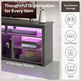 Bestier LED Tall Entertainment Center, 55 inch TV Stand for 55/60/65 inch TV, Gaming TV Cabinet with Storage for PS5 Xbox, Adjustable Shelf Media TV Console for Living Room Bedroom, Black Marble Bestier