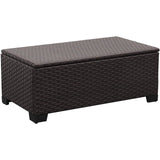 Rattaner Outdoor Storage Table Wicker Patio Coffee Table All-Weather Wicker Side Table with Waterproof Cover, Brown Rattaner