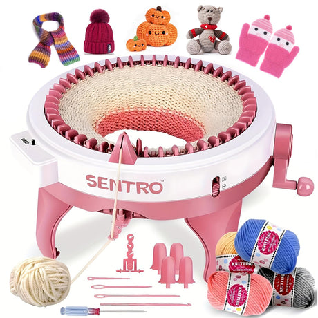 SENTRO Knitting Machine, 48 Needles Knitting Crochet Machine, Smart Knitting Loom Machine with Row Counter for Adults Beginners, Circular Double Knit Loom Crochet Knitting Machine Kit for Hat Socks SNOUUOSN